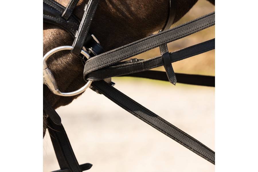  Riendas | Riendas Alemanas Cuero/Goma QHP Basic Pro Negro |