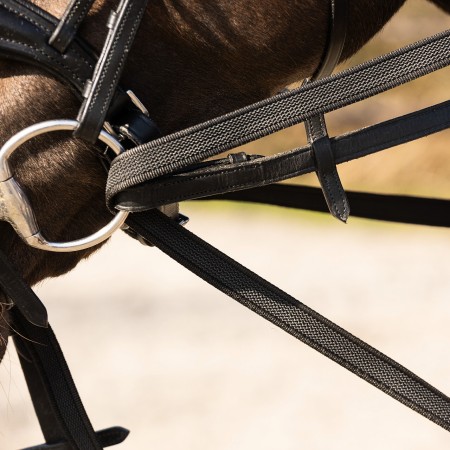  Riendas | Riendas Alemanas Cuero/Goma QHP Basic Pro Negro |