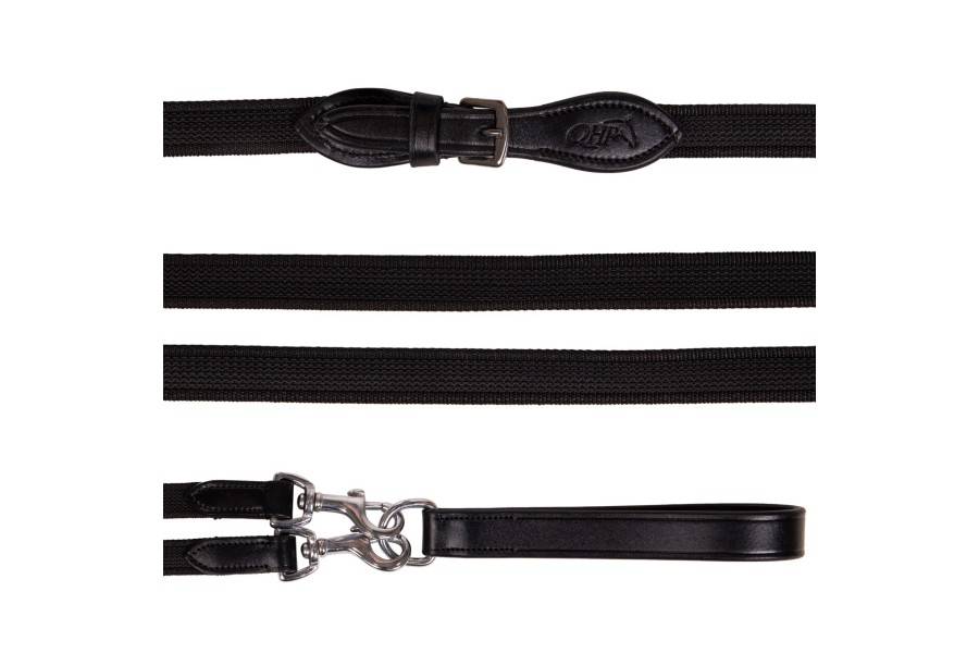  Riendas | Riendas Alemanas Cuero/Goma QHP Basic Pro Negro |