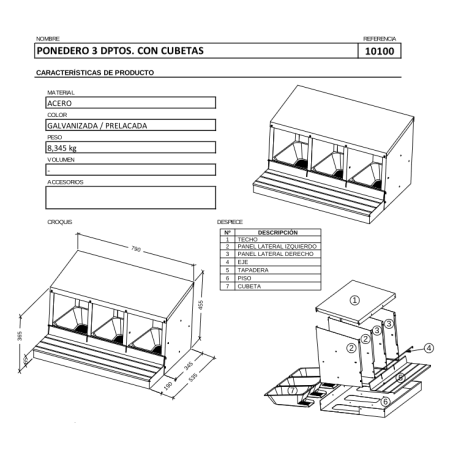 Ponedor Gallines 3 Departaments Gaun