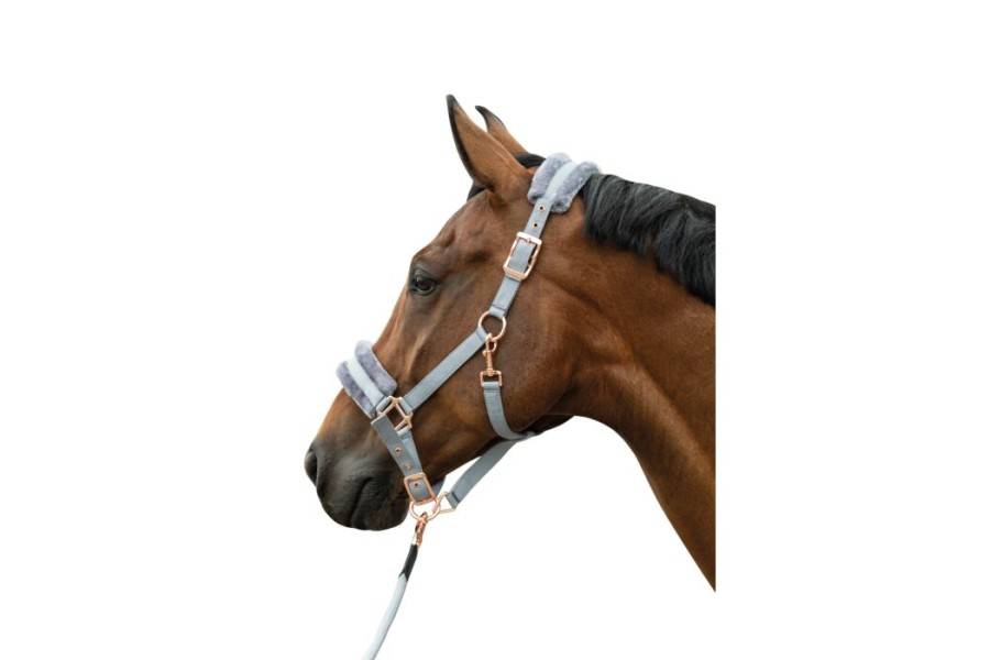 Cabezada Cuadra HKM Rosegold Glamour Gris/Rosa Oro | Calvet