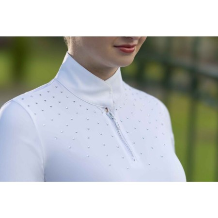Polo Competición Mujer Manga Corta HKM Skadi Blanco | Calvet