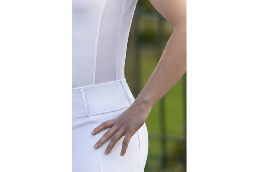 Polo Competición Mujer Manga Corta HKM Skadi Blanco | Calvet