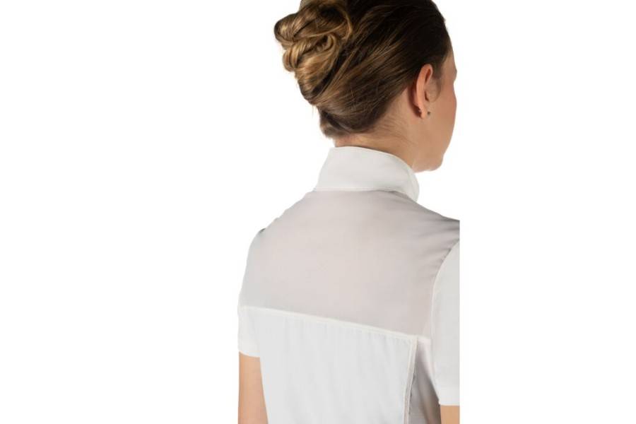 Polo Competición Mujer Manga Corta HKM Skadi Blanco | Calvet