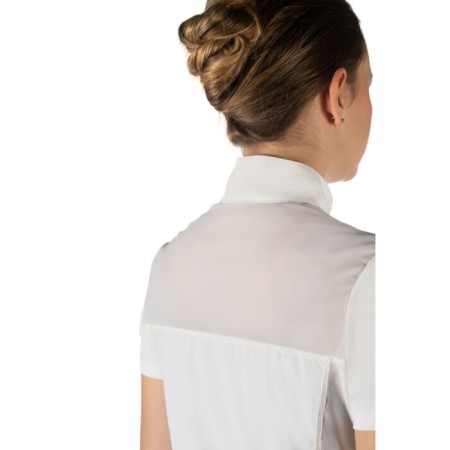 Polo Competición Mujer Manga Corta HKM Skadi Blanco | Calvet