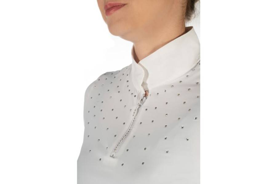 Polo Competición Mujer Manga Corta HKM Skadi Blanco | Calvet