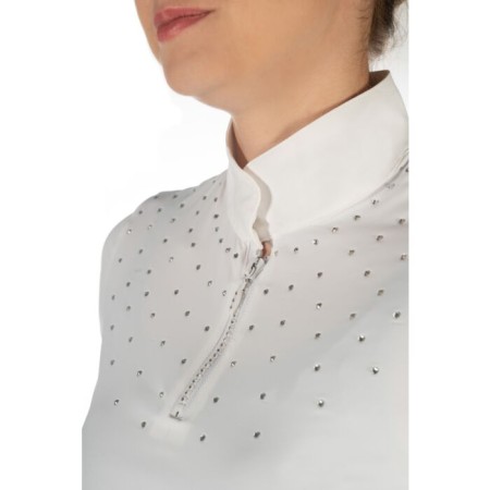 Polo Competición Mujer Manga Corta HKM Skadi Blanco | Calvet