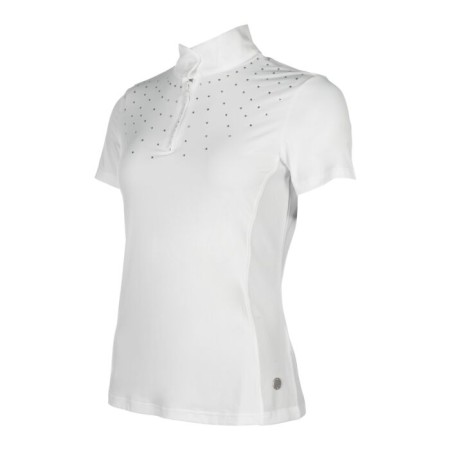 Polo Competición Mujer Manga Corta HKM Skadi Blanco | Calvet 2