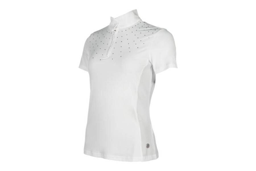 Polo Competición Mujer Manga Corta HKM Skadi Blanco | Calvet