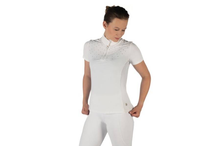 Polo Competición Mujer Manga Corta HKM Skadi Blanco | Calvet