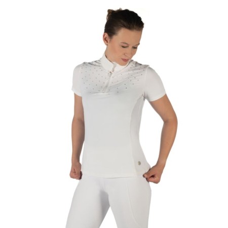 Polo Competición Mujer Manga Corta HKM Skadi Blanco | Calvet