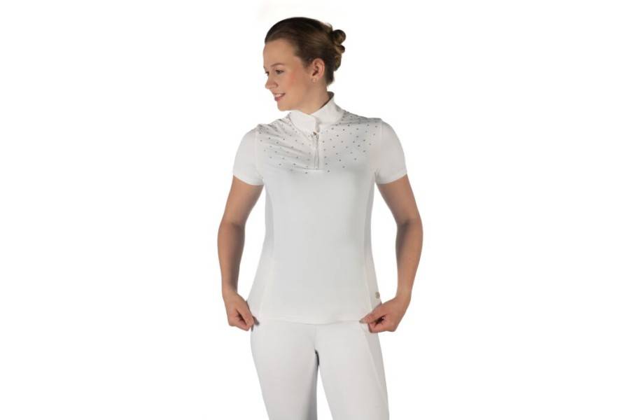 Polo Competición Mujer Manga Corta HKM Skadi Blanco | Calvet