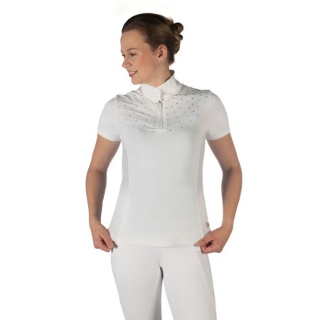 Polo Competición Mujer Manga Corta HKM Skadi Blanco | Calvet