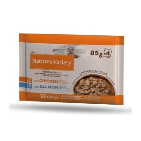 Wet Gato Pack Bocaditos Pollo-Salmón 4X85 g | Calvet Animals i