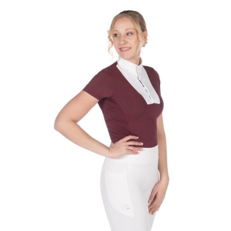 Polo Competición Mujer Manga Corta HKM Virginia Bordeus |