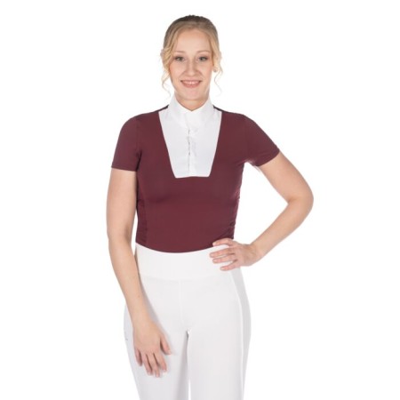 Polo Competición Mujer Manga Corta HKM Virginia Bordeus |