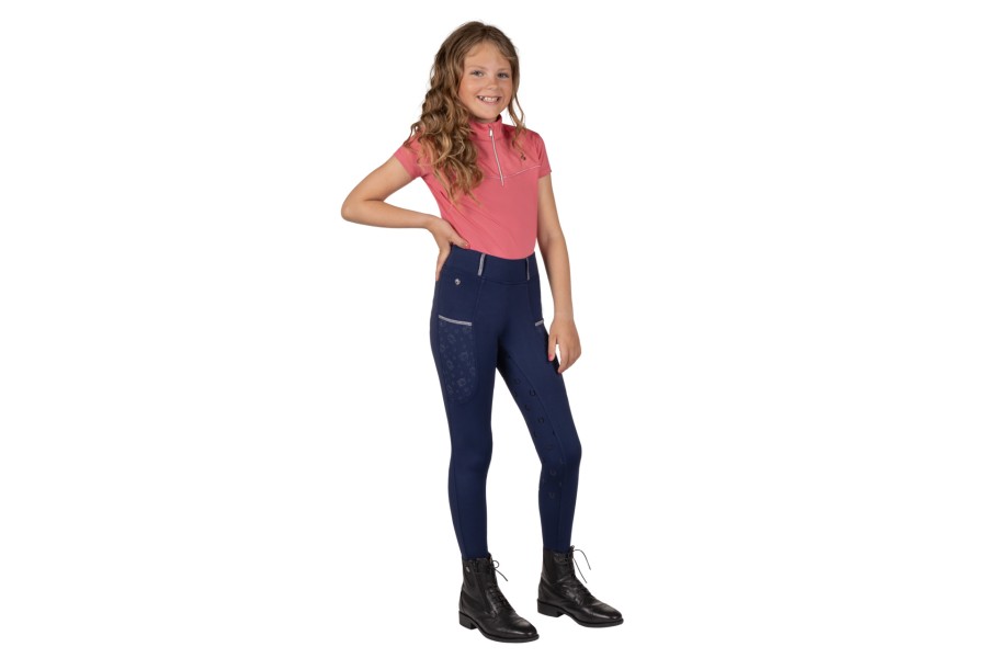 Mallas Junior QHP Jaily Full Grip Evening Blue | Calvet Animals