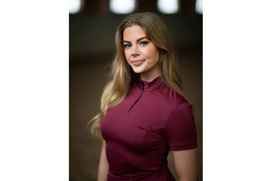 Samarreta Dona Màniga Curta Equestrian Stockholm UV Protecor Bordeus |