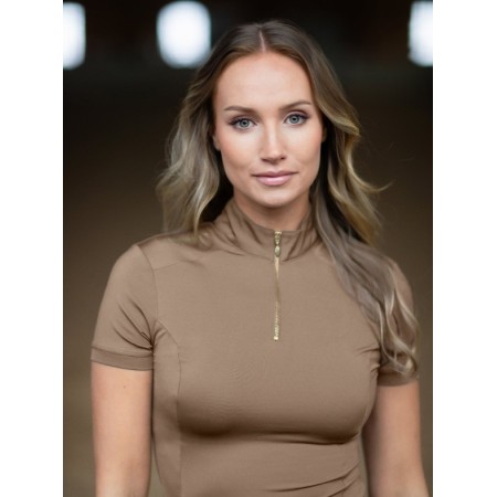 Samarreta Dona Màniga Curta Equestrian Stockholm UV Protecor Champagne |