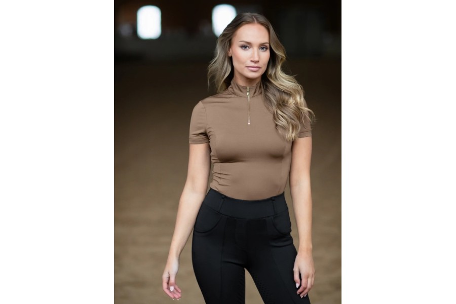 Samarreta Dona Màniga Curta Equestrian Stockholm UV Protecor Champagne |