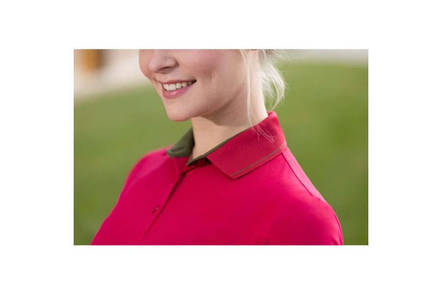 Polo Mujer Manga Corta HKM Classico Cranberry | Jinete