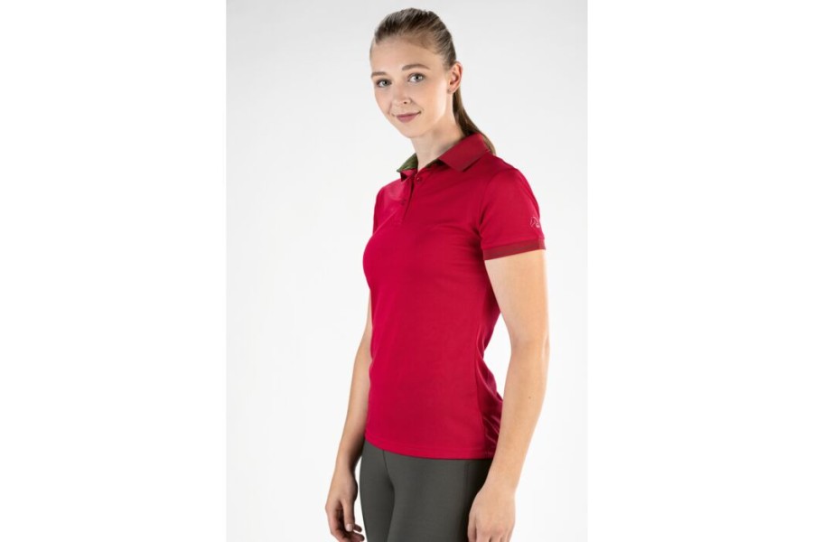 Polo Mujer Manga Corta HKM Classico Cranberry | Jinete