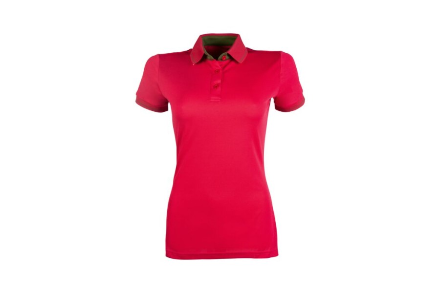 Polo Mujer Manga Corta HKM Classico Cranberry | Jinete