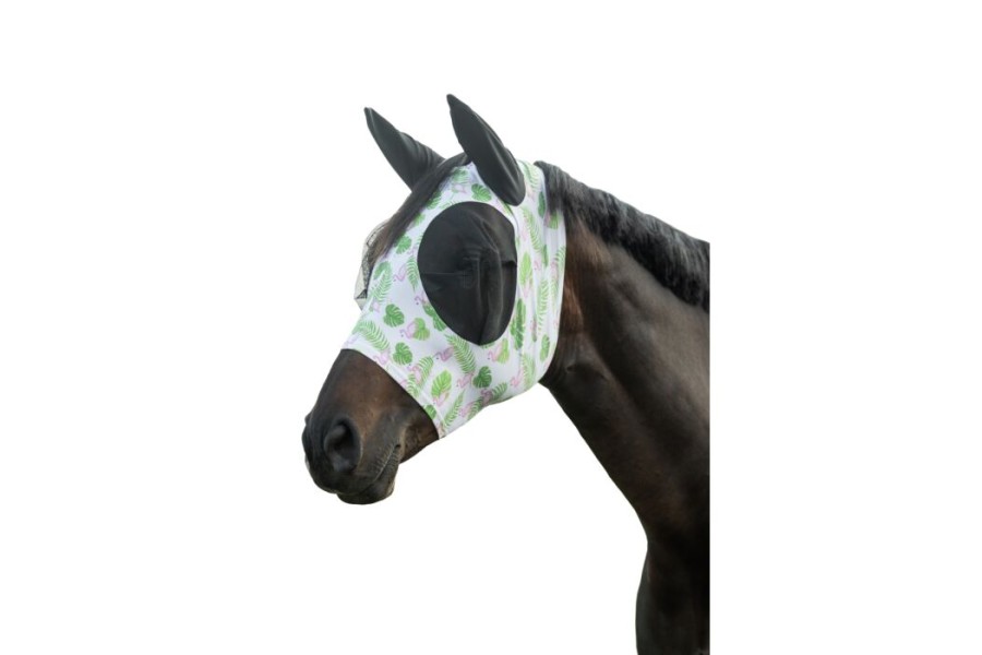 Máscara Con Orejeras HKM Flamingo Elástica Verde/Rosa | Mantas para