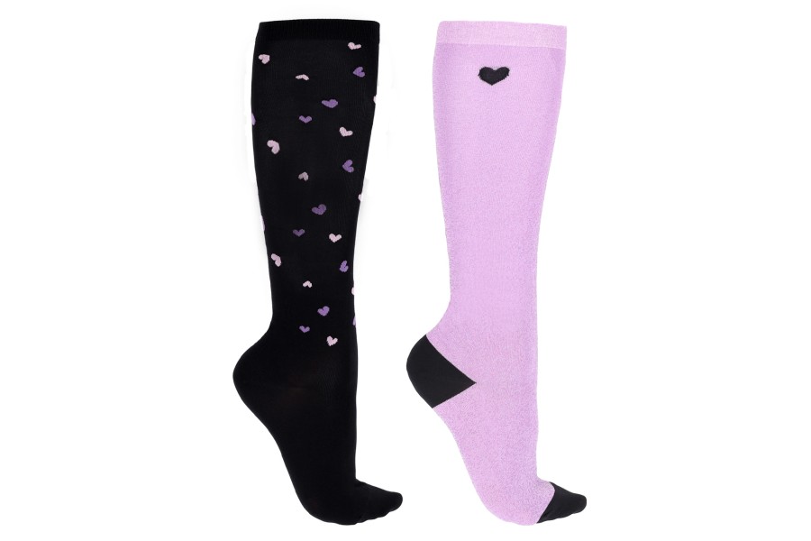 Calcetines QHP Lize Negro/Violeta 2 Pares | Complementos para jinetes