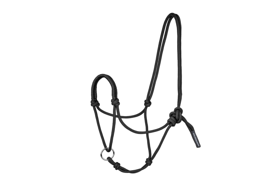 Cabezada Cuadra Cuerda Con Anilla Móvil Negra | Cabezadas para caballos