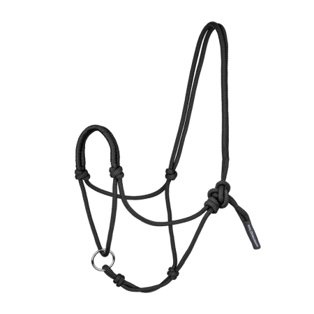 Cabezada Cuadra Cuerda Con Anilla Móvil Negra | Cabezadas para caballos