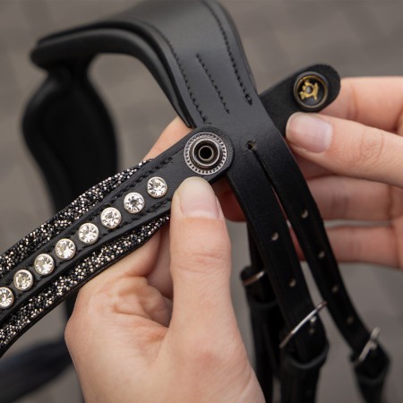 Frontalera Anglesa QHP Skye Negra/Plata | Cabeçades o morralles per a