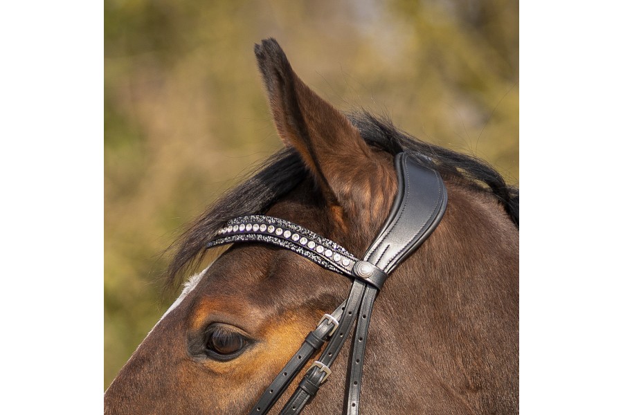 Frontalera Inglesa QHP Skye Negra/Plata | Cabezadas para caballos