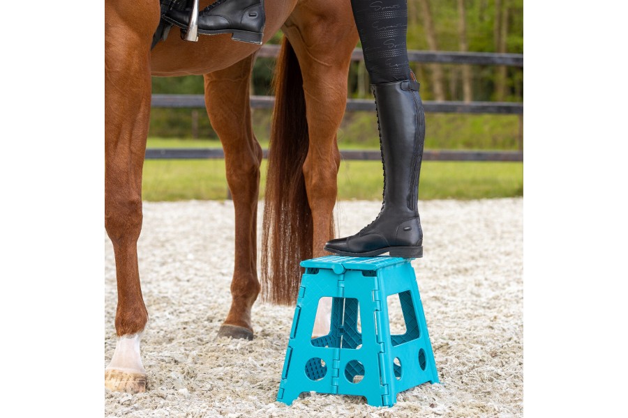 Escalera Taburete Plegable QHP Turquesa 39Cm | Instalaciones para caballos
