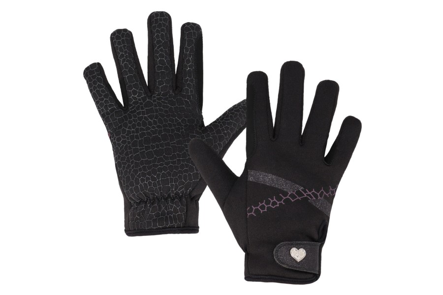 Guantes QHP Lize Negro/Violeta | Jinetes