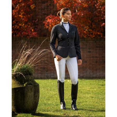 Chaqueta Concurso Mujer QHP Kae Negra | Competición para jinetes