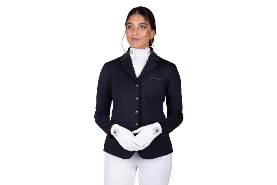 Chaqueta Concurso Mujer QHP Kae Negra | Competición para jinetes