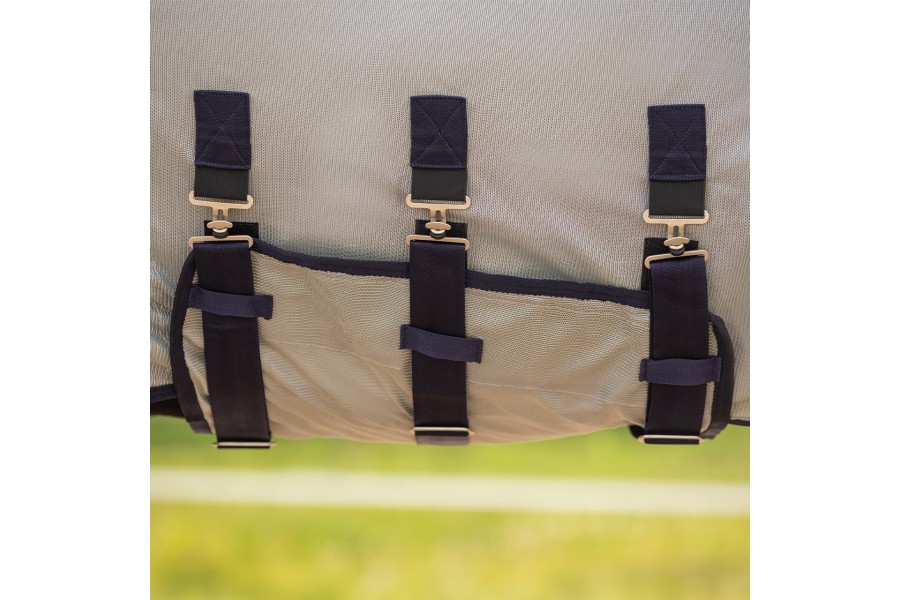 Manta Caballo Verano Antimoscas QHP Con Cuello + Máscara Gris