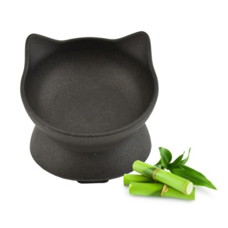 Comedero Gato Bambú Elevado Negro 140 Ml
