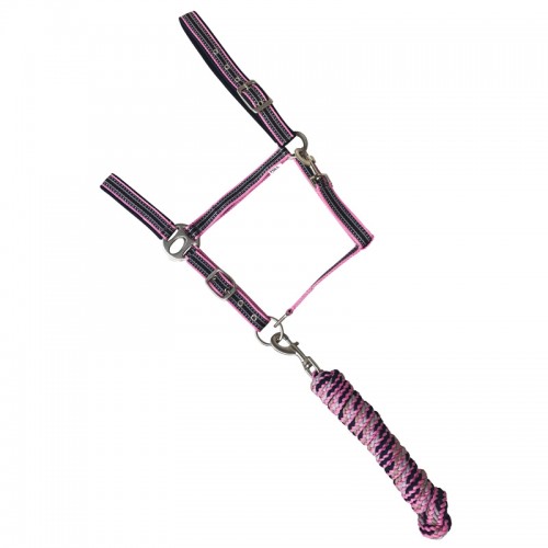 Cabezada Cuadra Nylon Con Ramal Rosa Neón | Equestrian. Calvet Animals i