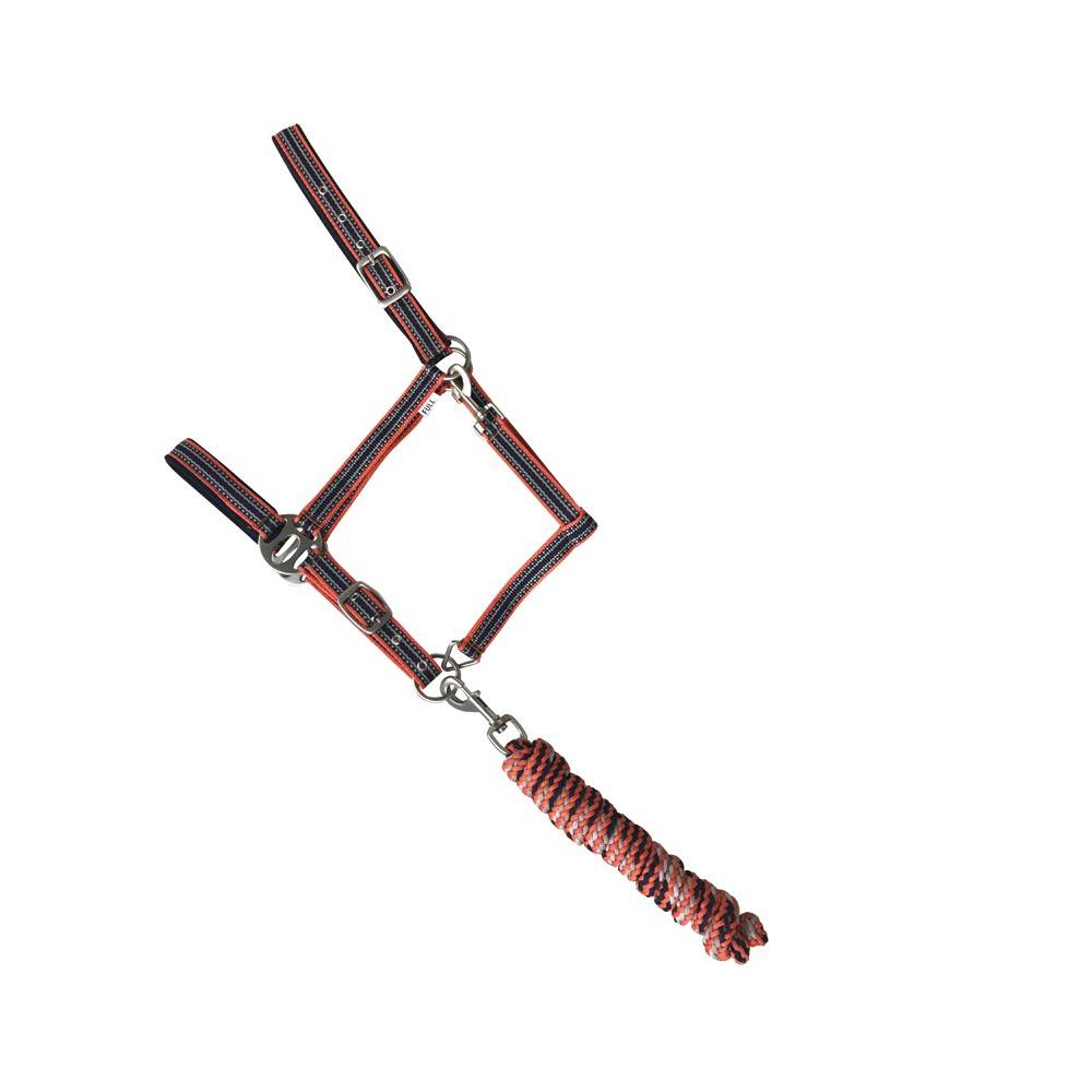 Cabezada Cuadra Nylon Con Ramal Naranja Neón | Equestrian. Calvet Animals