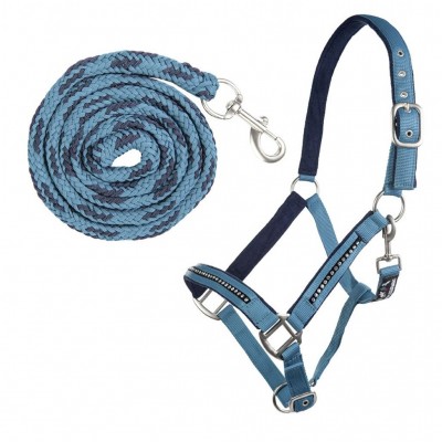 Morralla Quadra HKM+Ramal -Crystal- Cob Blau M./Rosa |Cavall i Genet a