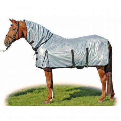 Manta Caballo Verano Antimoscas HKM -Lyon- Con Cuello 135cm Plata |