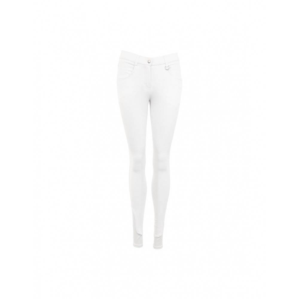 Pantalón Mujer BR -Malon- Culera Silicona Blanco | Equestrian. Calvet