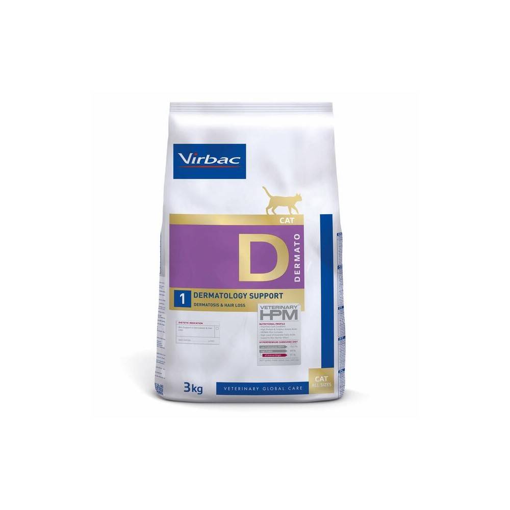 Virbac HPM Cat D1 Dermatology-Support 3Kg per gats | Calvet Animals i Plantes