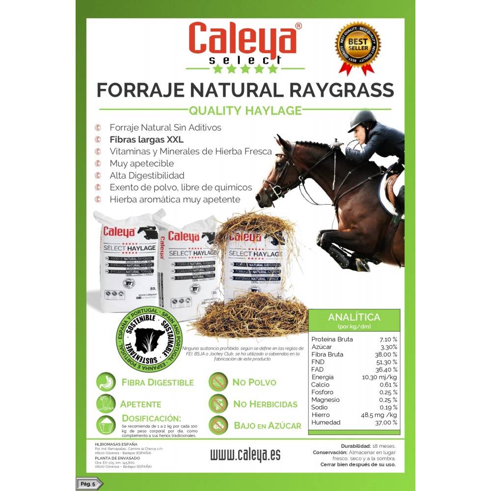 Caleya Select Haylage Natural Raygrass 80L. | Equestrian. Calvet Animals i