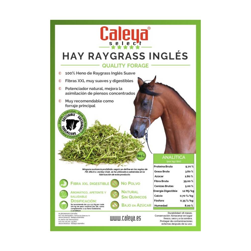Caleya Select Hay Raygrass Inglés 80L. | Equestrian. Calvet Animals i