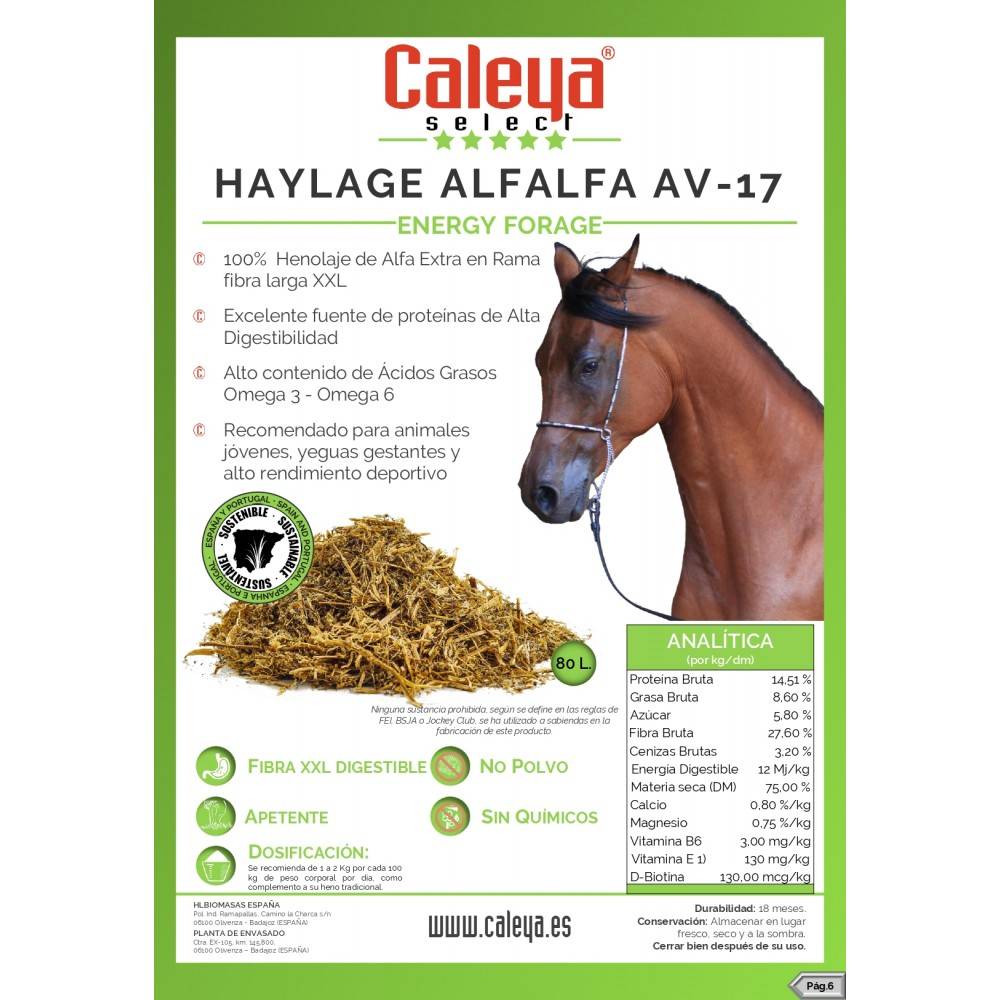 Caleya Select Haylage Alfalfa AV17 80L. | Equestrian. Calvet Animals i