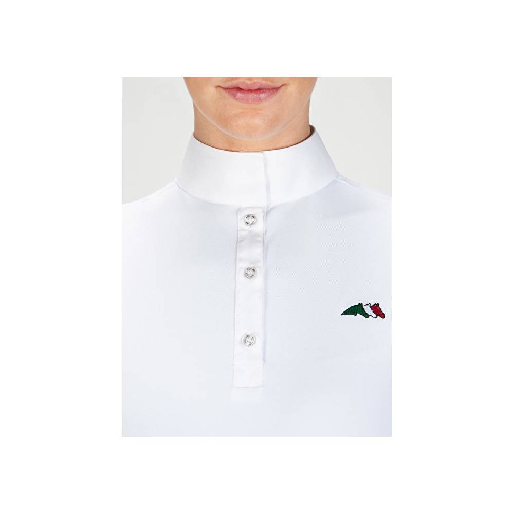 Polo Competició Dona M/C Equiline Isabel Blanc |Cavall i Genet a