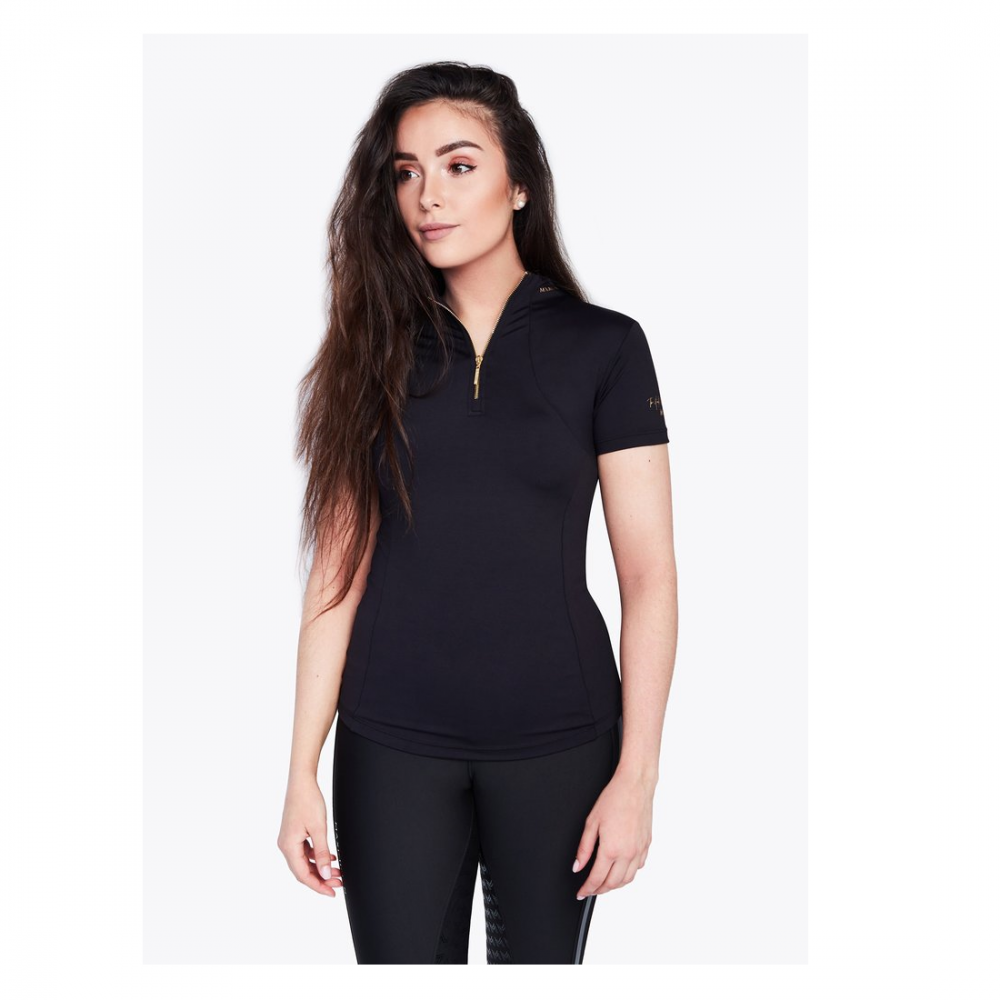 Base Layer Maximilian Manga Corta Negra/Oro | Equestrian. Calvet Animals i